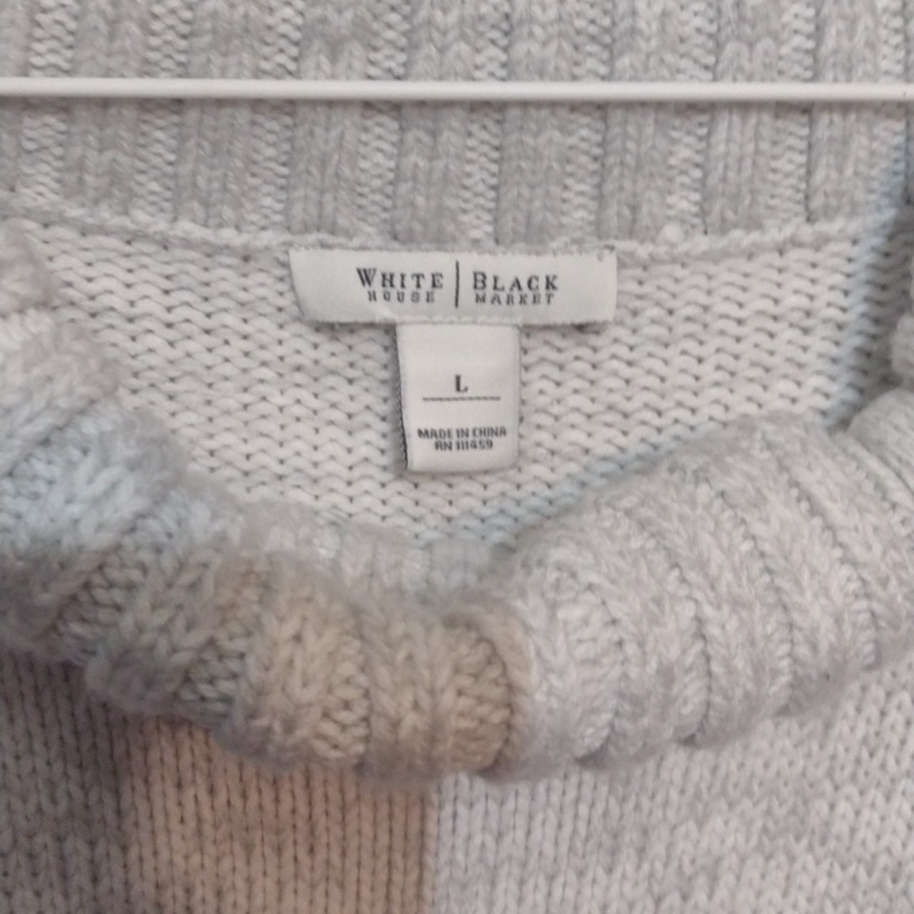 White House Black Market Grey and White Gradient Chunky Knit Sweater size large - Picture 2 of 8